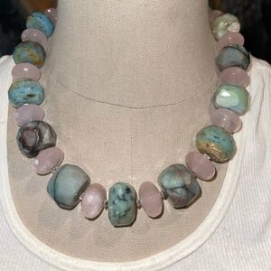 Hand made stone beaded necklace.  Chunky stones